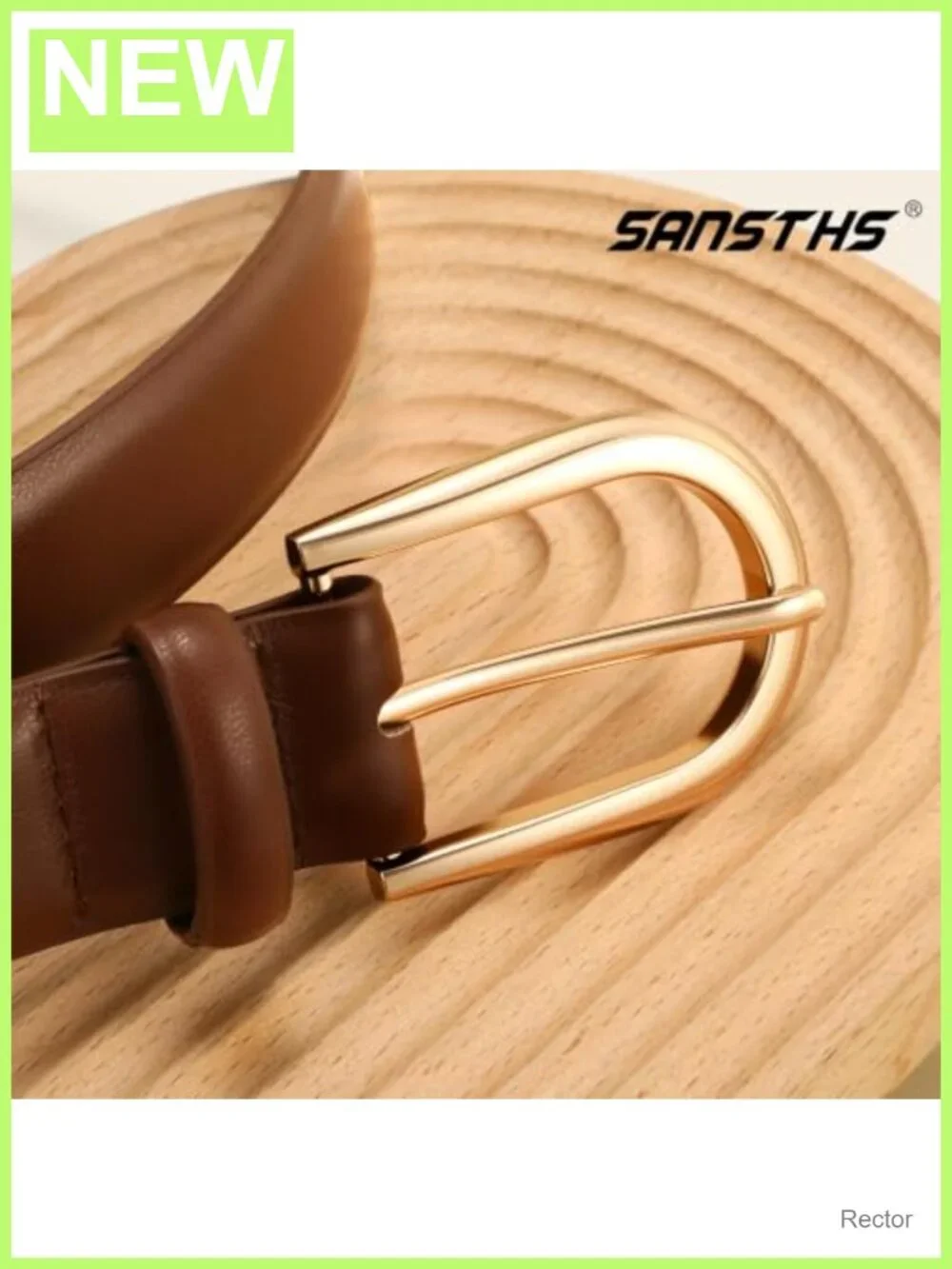 Faux Leather Women's Dress Belt with Gold Buckle